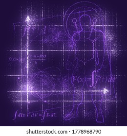 数式 人間のシルエット 図形の形を持つ抽象的な未来的な細線のパターン 数学の科学は プロジェクトのプロットコンセプトを設計しました グランジ背景 のイラスト素材 Shutterstock