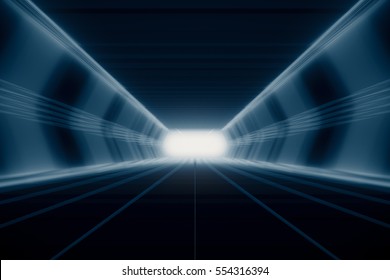 Abstract futuristic tunnel movement background. 3d render.