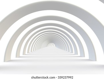 Abstract Futuristic White Tunnel In A Contemporary Style