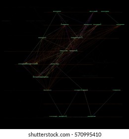 Abstract generated geometry forms with lines connected them. Detailed shapes composition with small particles.