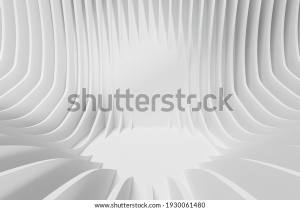 Abstract geometric background. 3d illustration of white curves with free space in center