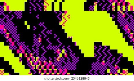 Abstract geometric background design elements in 80s, 90s, Y2K, 2000s lo-fi retro 8-bit pixel retro style. Modern grunge poster, flyer composition, brutalism, anti design, colorful geometrical shapes