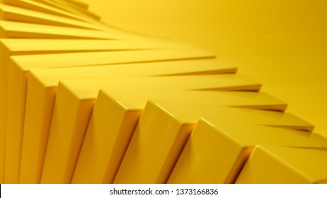 Abstract geometric background. Stepped rectangle shapes. Orange swirling structure. 3d rendering illustration. Minimal architectural composition