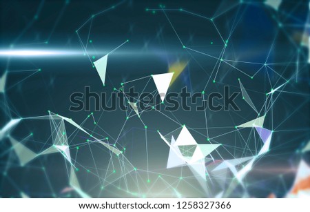Abstract geometric background with triangular cells for design. Bright blue digital illustration with polygons on a dark background.