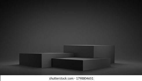 Abstract Geometric Black Winner Podium - 3d Illustration