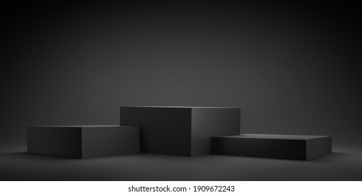 Abstract Geometric Black Winner Podium - 3d Illustration