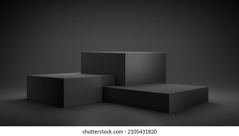 Abstract Geometric Black Winner Podium - 3d Illustration