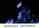 Abstract geometric blocks on black background, 3d render