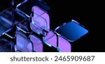 Abstract geometric blocks on black background, 3d render. 3D Illustration