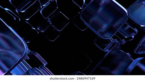 Abstract geometric blocks on black background, 3d render - Powered by Shutterstock