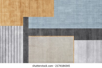 Abstract Geometric Color Blocks Combine Background Patterns, Carpets, Wallpaper, Gold Lines