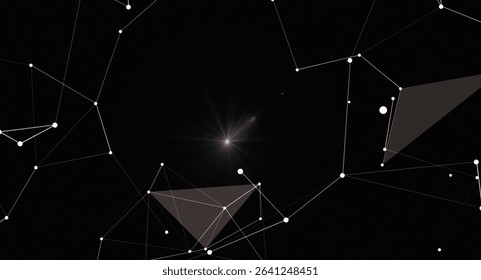 Abstract Geometric Constellation with Light Source in Dark Space Background