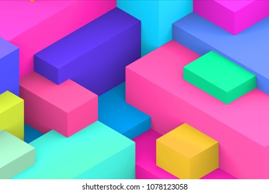 geometric isometric 3d colorful