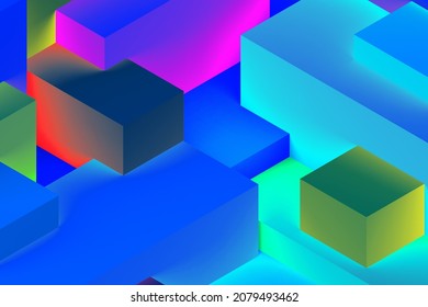 isometric  colorful neon
