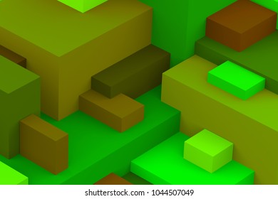 Abstract geometric cubic dark colorful background  isometric 3d render 