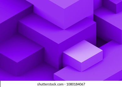 Abstract geometric cubic dark colorful background  isometric 3d render 