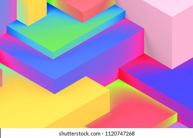 holographic isometric 3d render