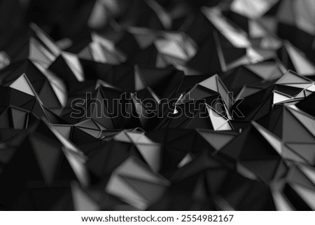 Abstract geometric dark surface with triangular shapes for modern design concepts. 3d render.