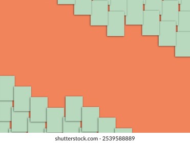 Abstract geometric deep orange color background, layered Teal rectangles at top right and bottom left. Custom space text. Perfect for modern design projects, digital backgrounds and layout templates.  - Powered by Shutterstock