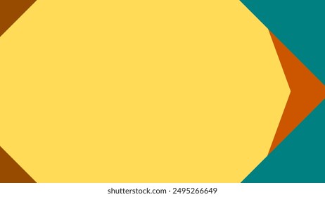 Abstract geometric design with bold yellow, teal, and brown shapes intersecting on a yellow background. Perfect for backgrounds, modern designs, and creative projects. - Powered by Shutterstock