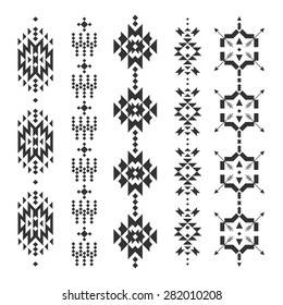 Abstract geometric elements for frame, border elements, pattern, ethnic collection, tribal art