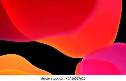 Abstract geometric fluid red orange color gradient black background  Trendy design graphics used for wallpaper screen tablet   phone  Dark mode 