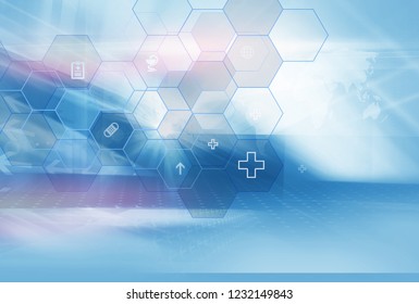 Abstract Geometric Hexagonal Shape Medicine And Science Background, Suitable For Healthcare And Medical Topics