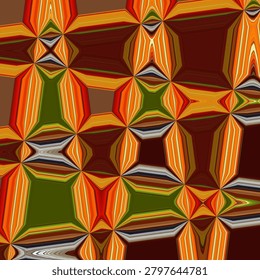 Abstract Geometric Kaleidoscope Grid Pattern in Warm Earthy and Autumn Tones