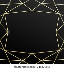 Abstract Geometric Luxury Golden Frame On A Black Background.