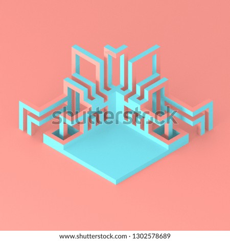 Abstract geometric modern podium with developing tube structures 3D illustration
