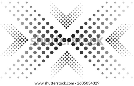 Abstract geometric pattern with gradient circles forming an "X" shape. Modern, monochrome design