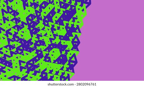 Abstract geometric pattern with green and purple triangles