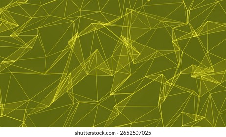 Abstract geometric pattern with interconnected yellow lines forming a complex network against a dark green background.
