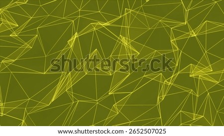 Abstract geometric pattern with interconnected yellow lines forming a complex network against a dark green background.
