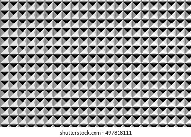 Abstract geometric pattern of metallic pyramids, 3D rendering