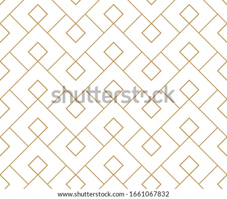 Abstract geometric pattern. A seamless background. White and gold ornament. Graphic modern pattern. Simple lattice graphic design