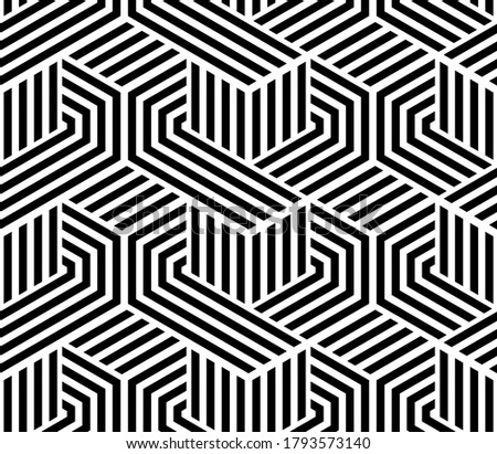 Abstract geometric pattern with stripes, lines. Seamless background. White and black ornament. Simple lattice graphic design