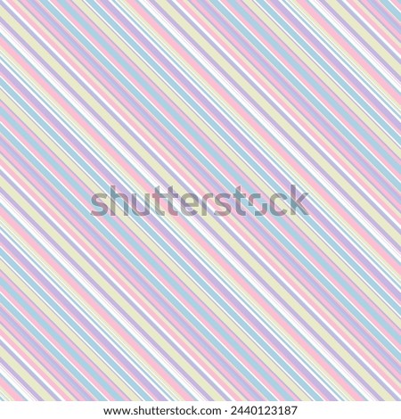 Abstract geometric pattern of thin diagonal stripes Delicate light pink blue yellow purple pastel colors 
