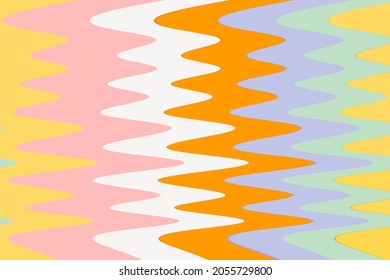 Abstract geometric pattern of wavy zigzag multi-colored lines. Horizontal zigzag stripes, bend, wallpaper. Paper background made of multicolored stripes	
