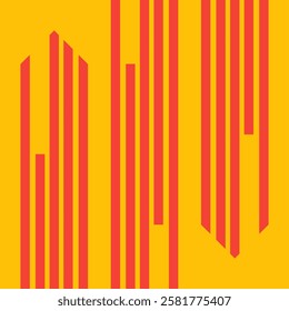 Abstract Geometric Red Vertical Lines on Yellow Background