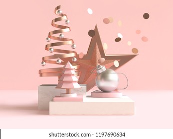 abstract geometric shape christmas concept decoration 3d rendering