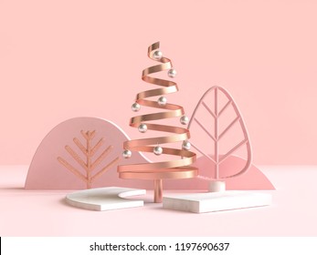 abstract geometric shape christmas tree scene concept decoration 3d rendering