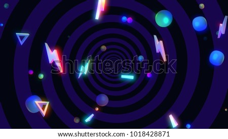 Abstract geometric shapes background. Dance night club style. 3d render picture.