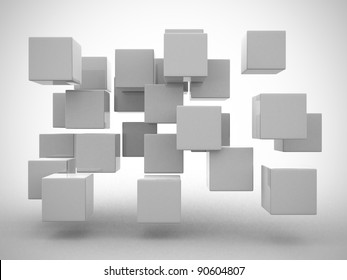 Abstract geometric shapes from cubes - 3d render