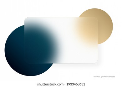 Abstract geometric shapes square frosted glass texture overlay circle blue   gold isolated white in  modern luxury style for background  banner  name card  credit card 