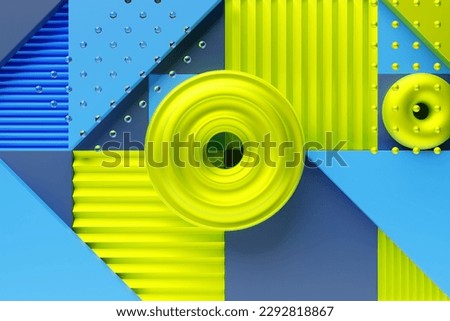 Abstract geometric simple primitive shape. Green   torus  in a realistic texture on a geometric background, 3D rendering ストックフォト © 