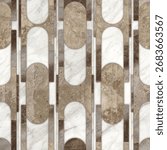 Abstract geometric tile pattern combining wood, marble, and concrete textures. Designed for use in backgrounds, product displays, and digital wallpapers