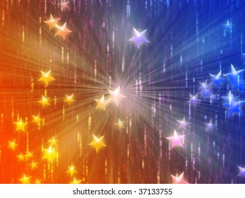 Abstract geometric wallpaper background of floating glowing stars