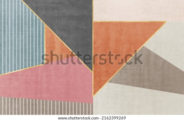 Abstract geometrical art pink background. Fashion of modern art wall can be used for wall decoration, wallpaper, murals, carpet, hang a picture 