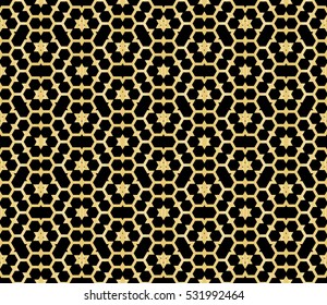 abstract geometry gold pattern on black background. Raster copy illustration